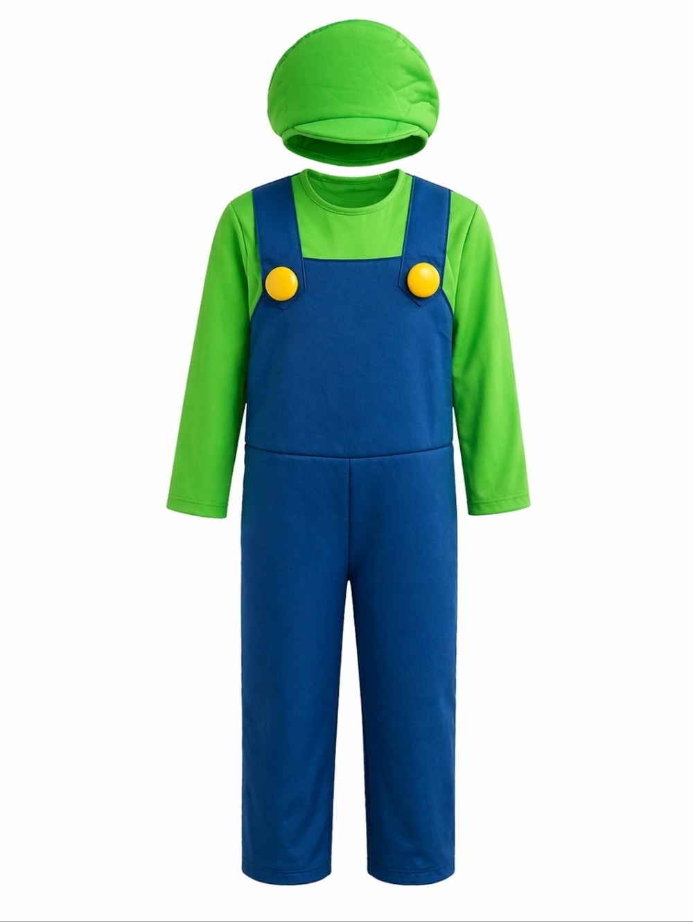 Super Mario Bros. Kid's Luigi Costume 10-12 -Pretend Dress Up Cosplay Halloween